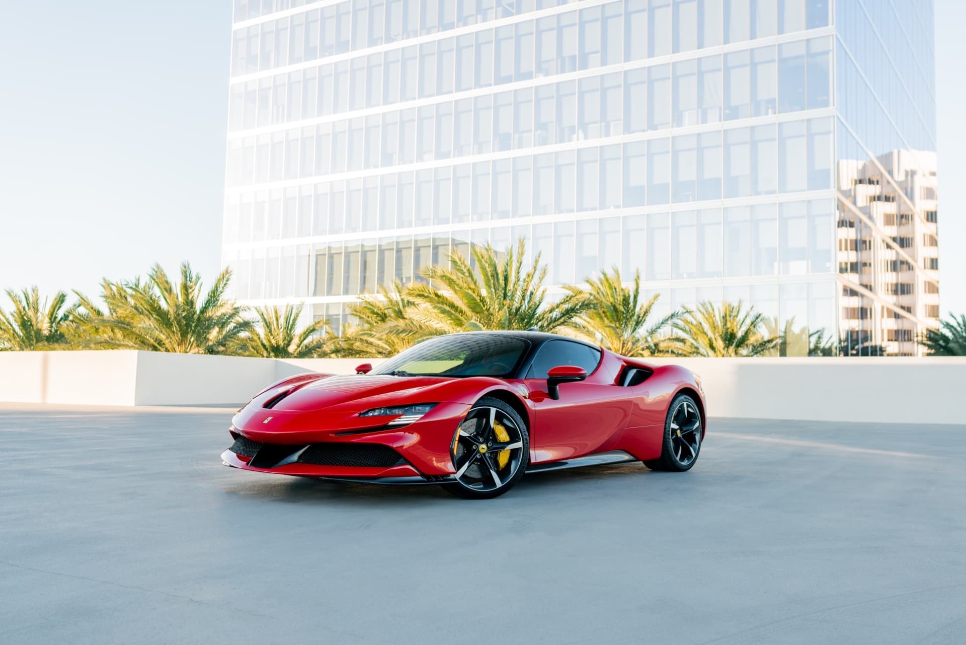 Red Ferrari SF90 Stradale rental in Los Angeles for LA Fleet Week Memorial Day Weekend 2025
