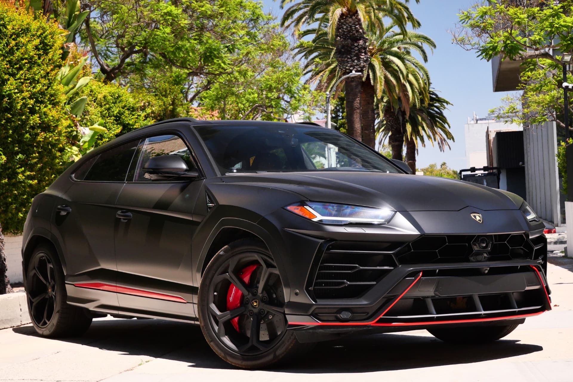 Lamborghini Urus Matte Black with Red Interior — ASR Luxury exotic car rental Los Angeles