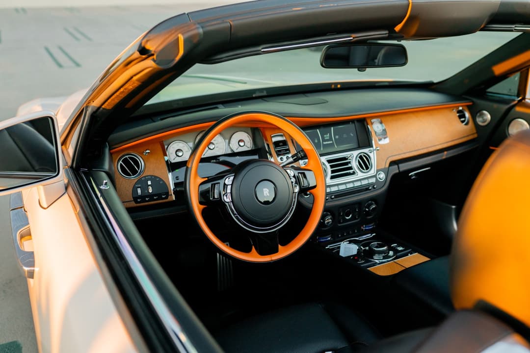 Asr Interior Rolls-Royce Dawn White Convertible – Black & Orange Interior | ASR Luxury